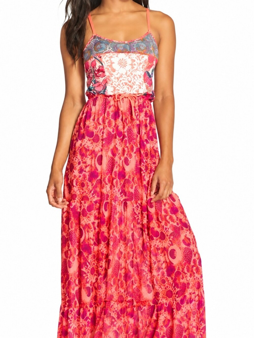 Maaji Tropical Patchwork Lace Maxi Swim Cover Up Dress Size Medium